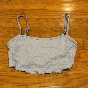 Light Blue Smocked Crop Top
